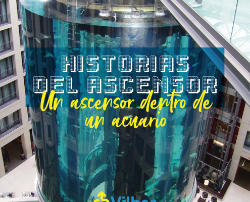 ascensor dentro de un acuario